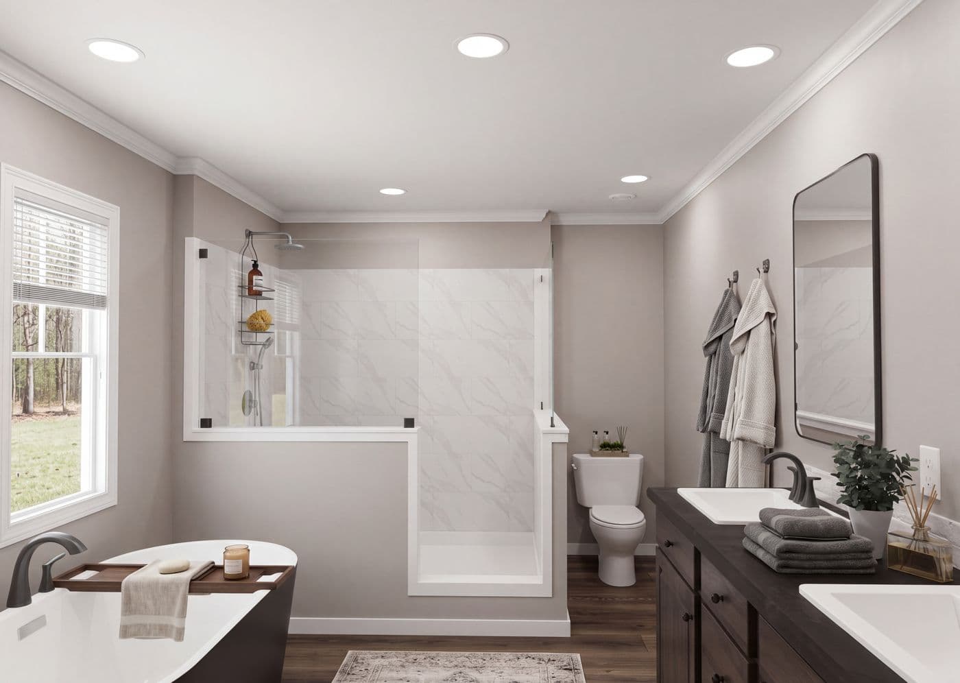 The THE ROOSEVELT Primary Bathroom. This Manufactured Mobile Home features 4 bedrooms and 3 baths.