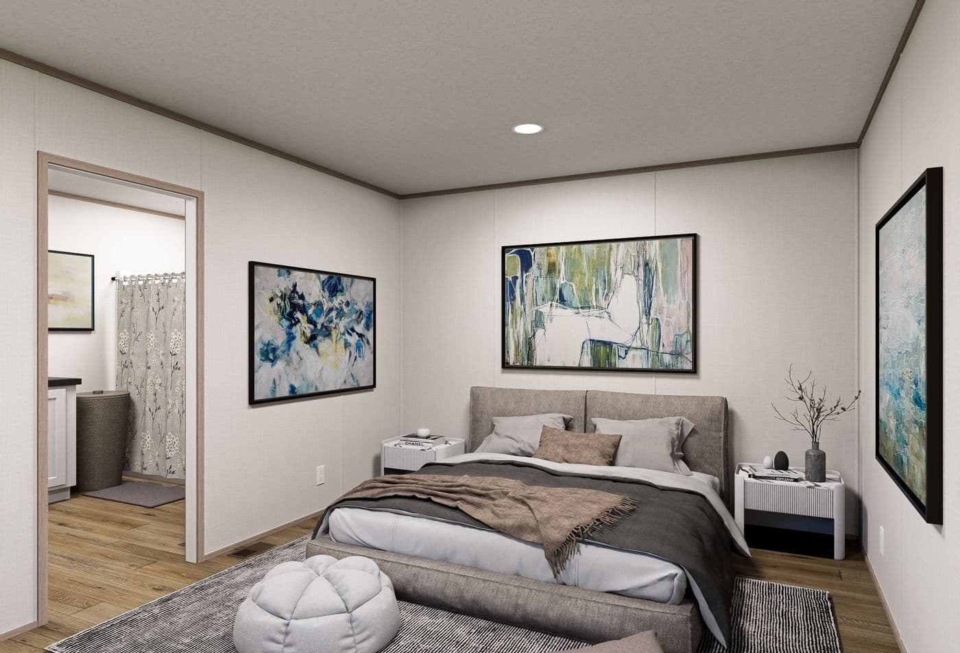 The OASIS Primary Bedroom. This Manufactured Mobile Home features 3 bedrooms and 2 baths.