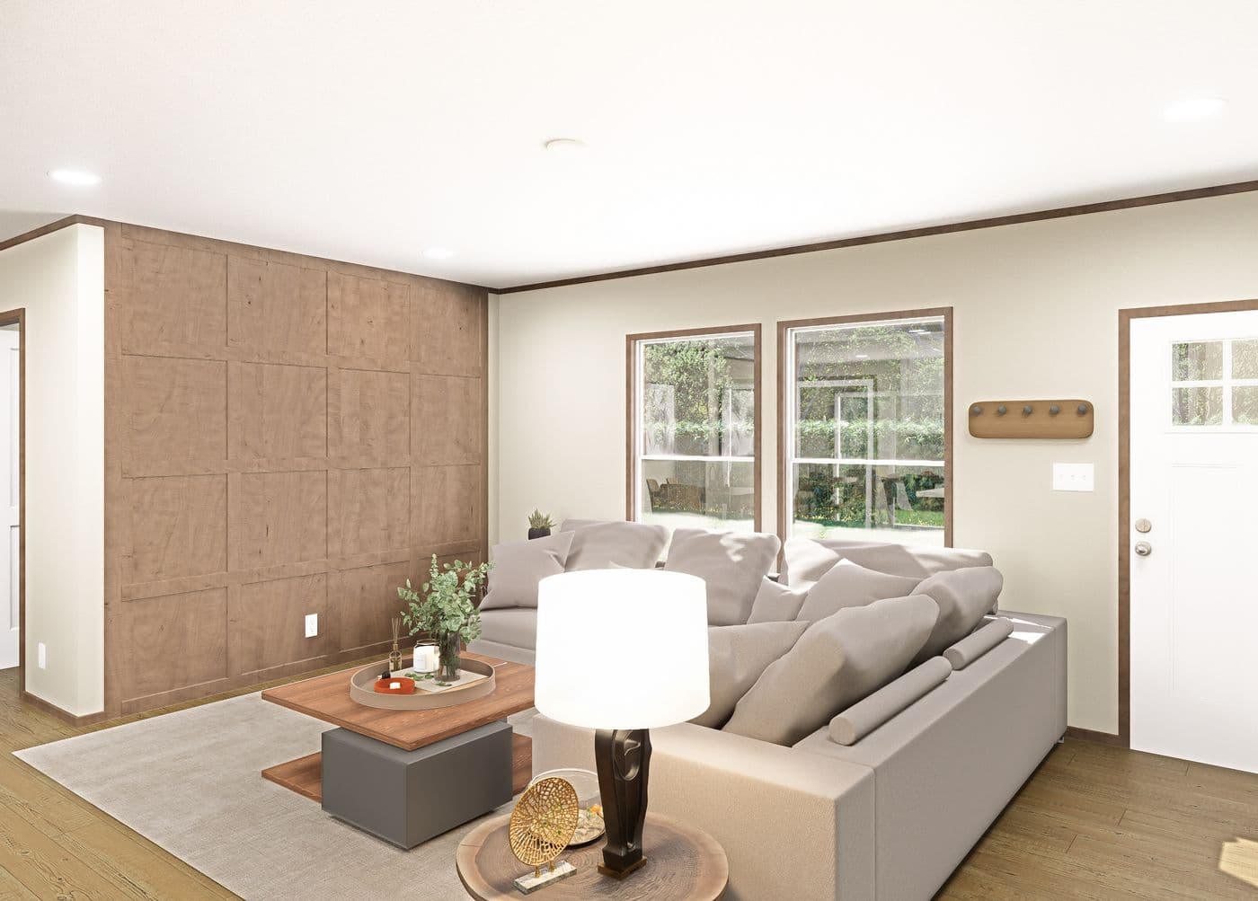 The DESOTO Living Room. This Manufactured Mobile Home features 3 bedrooms and 2 baths.