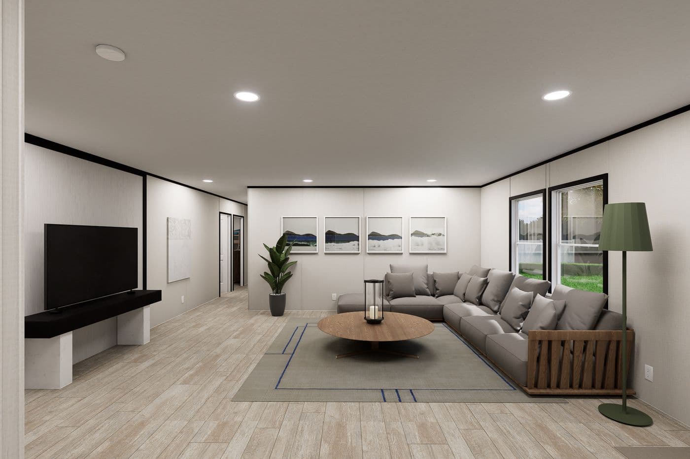 The ULTRA FLEX JEWEL GRANDE Living Room. This Manufactured Mobile Home features 4 bedrooms and 2 baths.