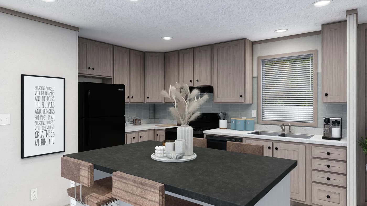 The 6616-4772P THE PULSE Kitchen. This Manufactured Mobile Home features 2 bedrooms and 2 baths.