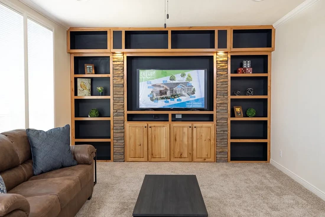 The TH601F                 CLAYTON Family Room. This Manufactured Mobile Home features 3 bedrooms and 2 baths.