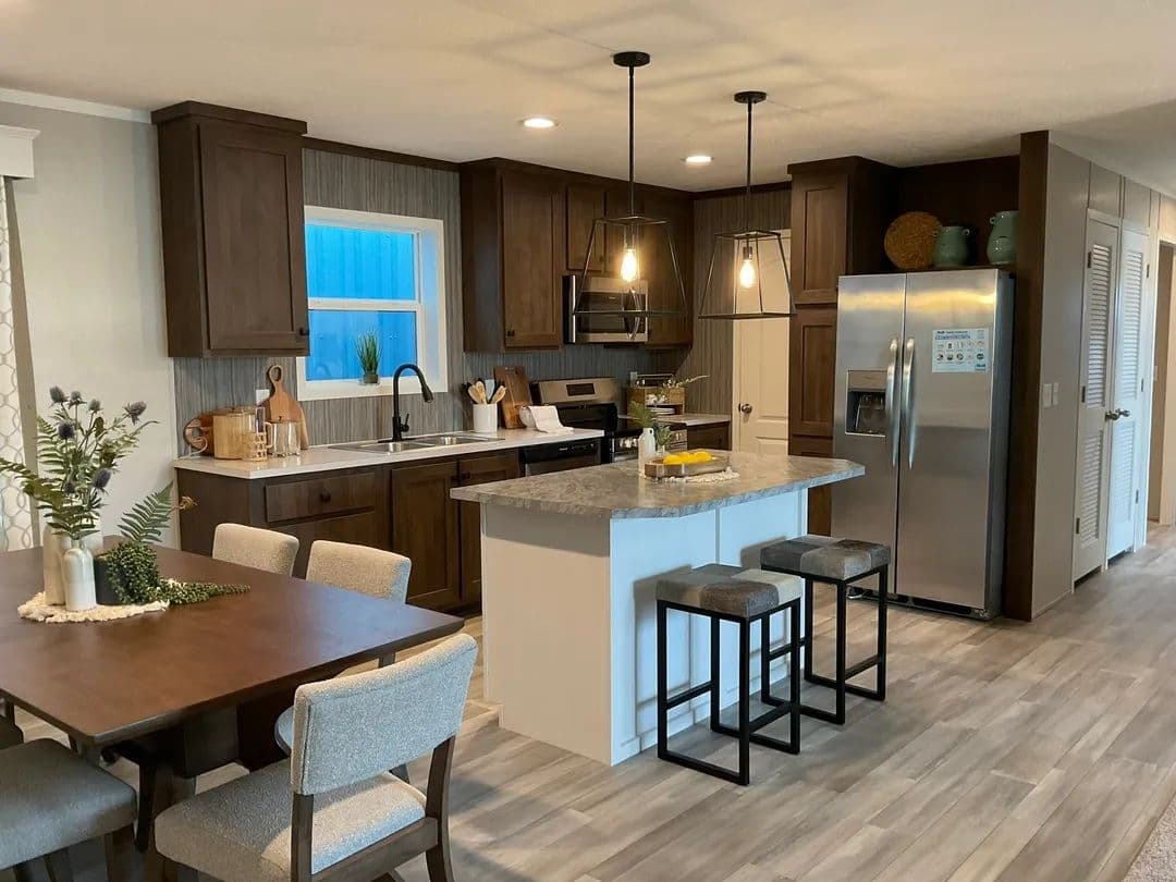 The AMETHYST 52 Kitchen. This Manufactured Mobile Home features 3 bedrooms and 2 baths.