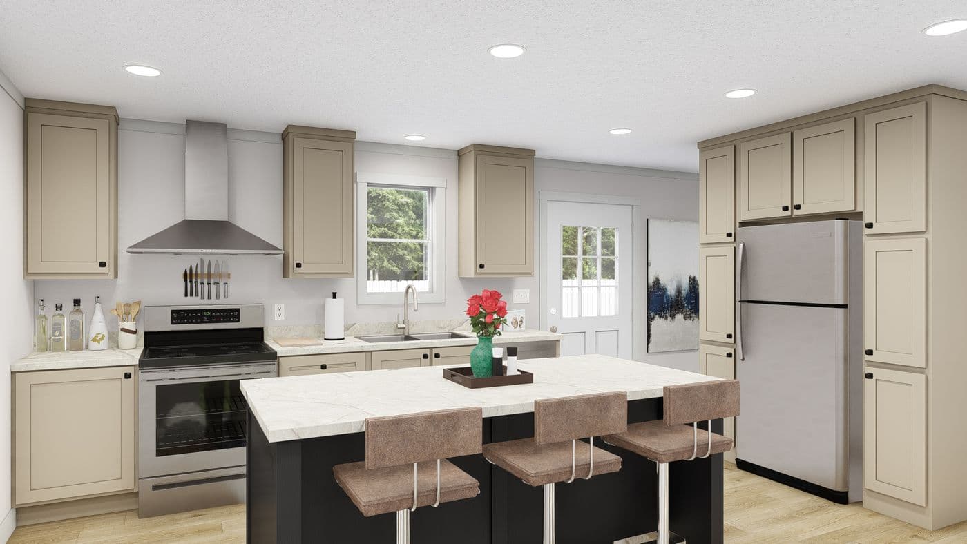 The HEY JUDE 7228-52-1 Kitchen. This Manufactured Mobile Home features 5 bedrooms and 2 baths.