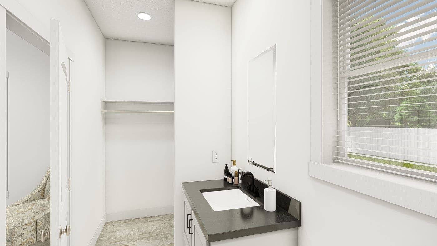 The HRR-1656-2A               CURE Primary Bathroom. This Manufactured Mobile Home features 2 bedrooms and 2 baths.