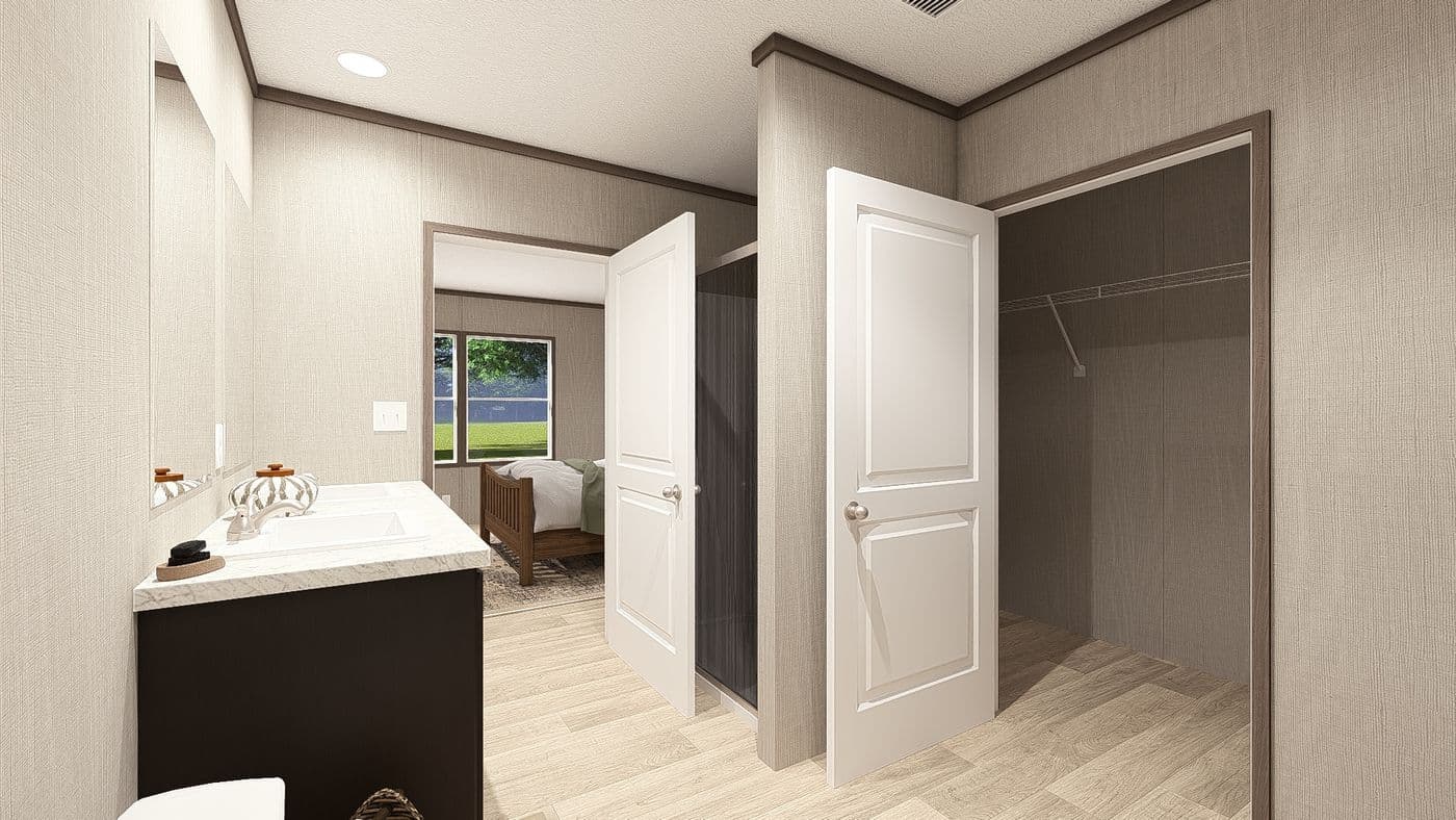 The ULTRA PRO 3 BR 28X60 Primary Bathroom. This Manufactured Mobile Home features 3 bedrooms and 2 baths.