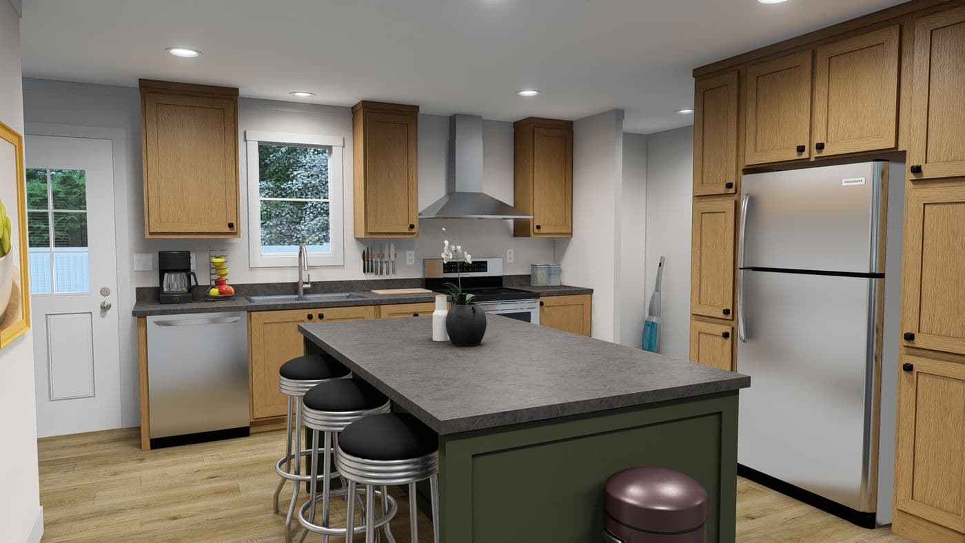 The SWEET DREAMS Kitchen. This Manufactured Mobile Home features 3 bedrooms and 2 baths.