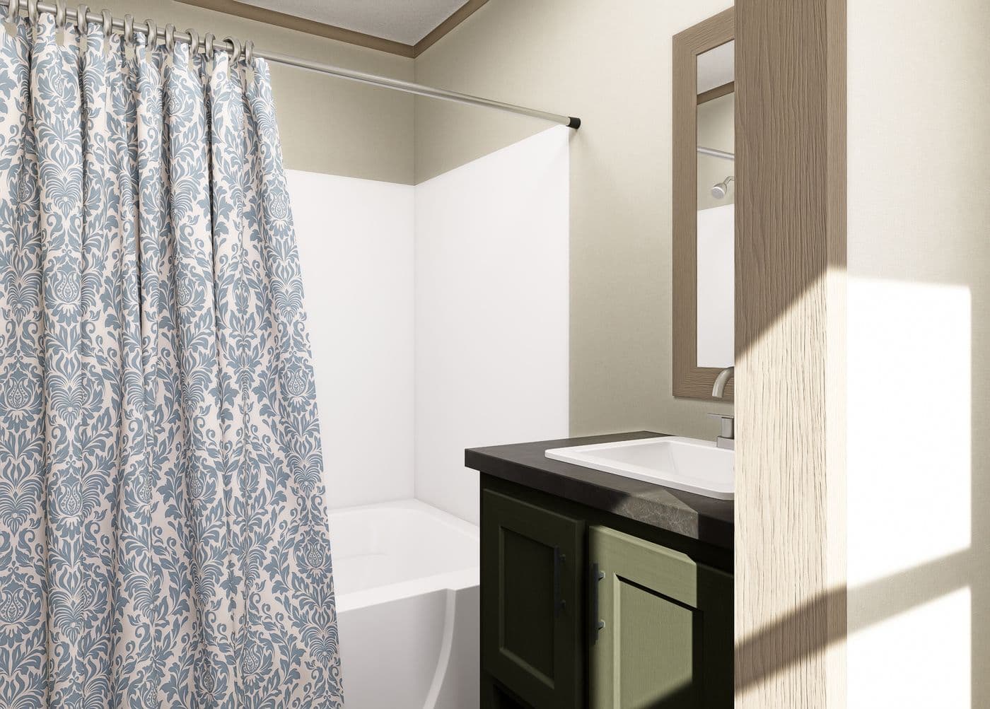 The CLARK Primary Bathroom. This Manufactured Mobile Home features 3 bedrooms and 2 baths.