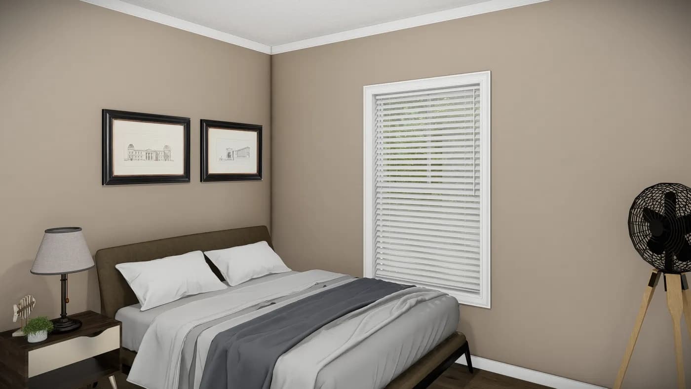 The THE BANDON Bedroom. This Manufactured Mobile Home features 3 bedrooms and 2 baths.