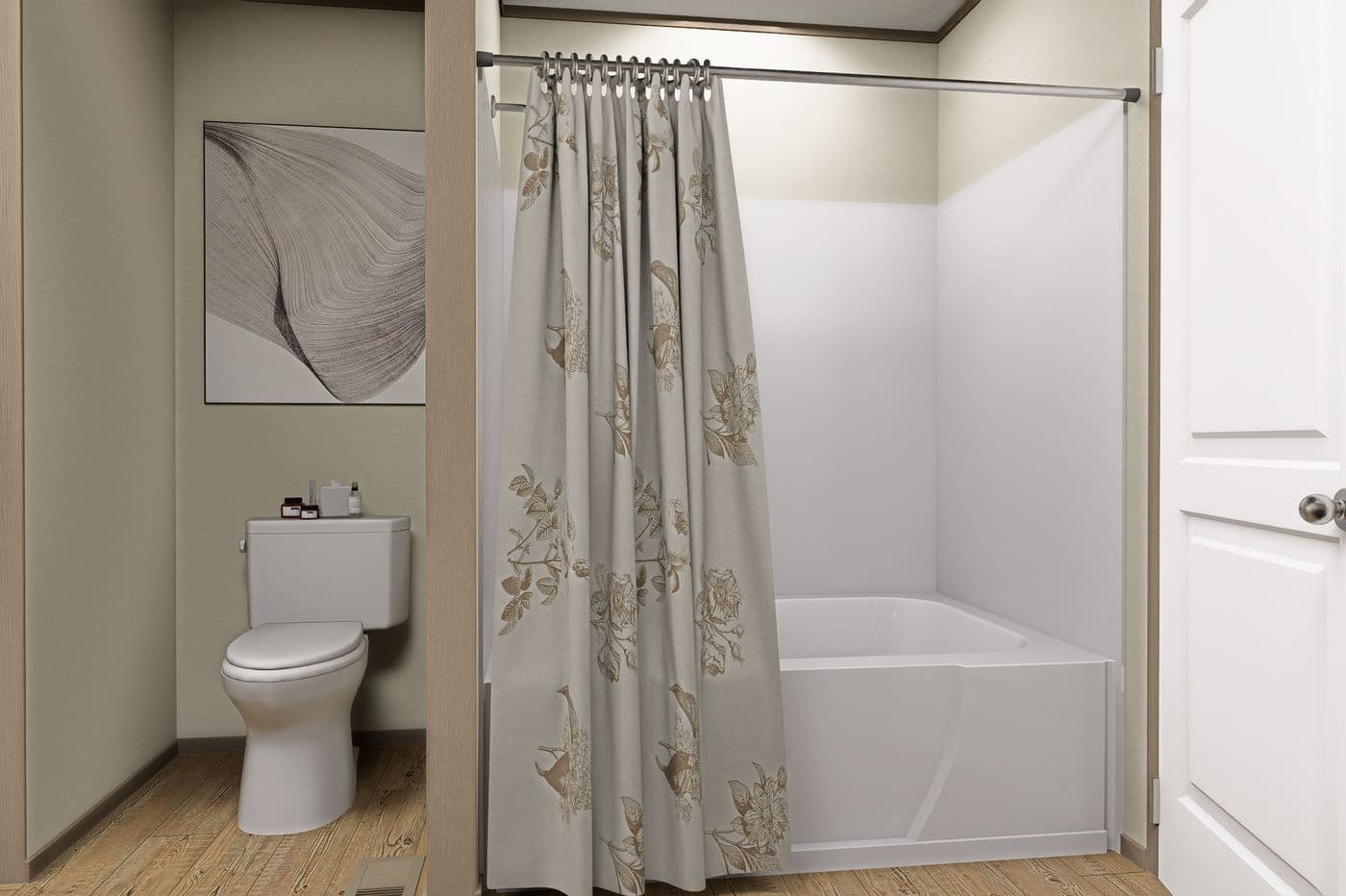 The EXPLORER Primary Bathroom. This Manufactured Mobile Home features 3 bedrooms and 2 baths.