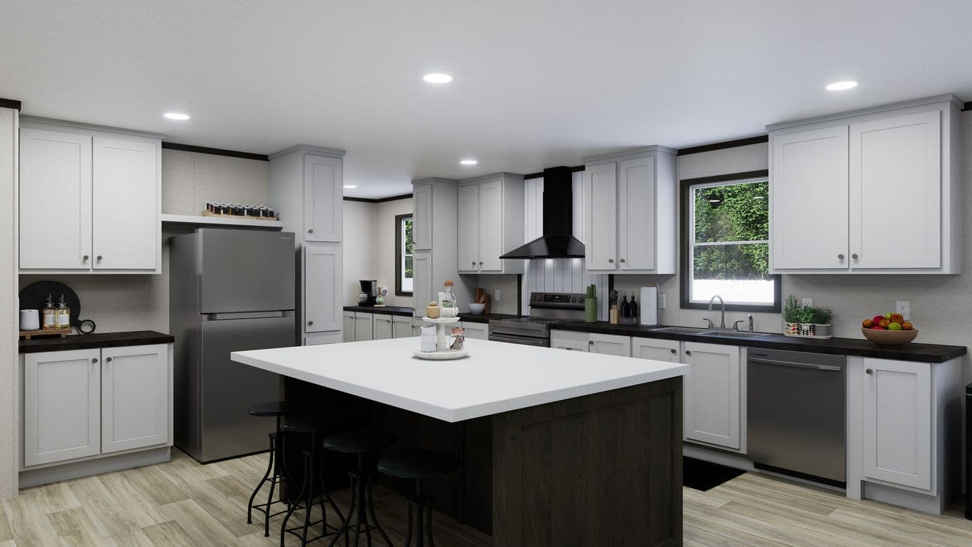 The VENTURE Kitchen. This Manufactured Mobile Home features 4 bedrooms and 2 baths.