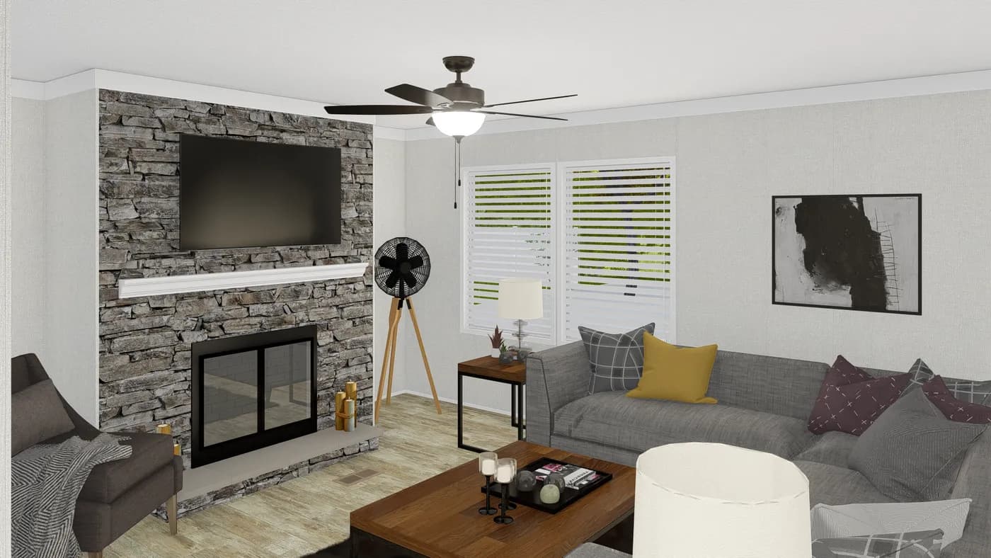 The GRAND LIVING 76 Den. This Manufactured Mobile Home features 4 bedrooms and 2 baths.