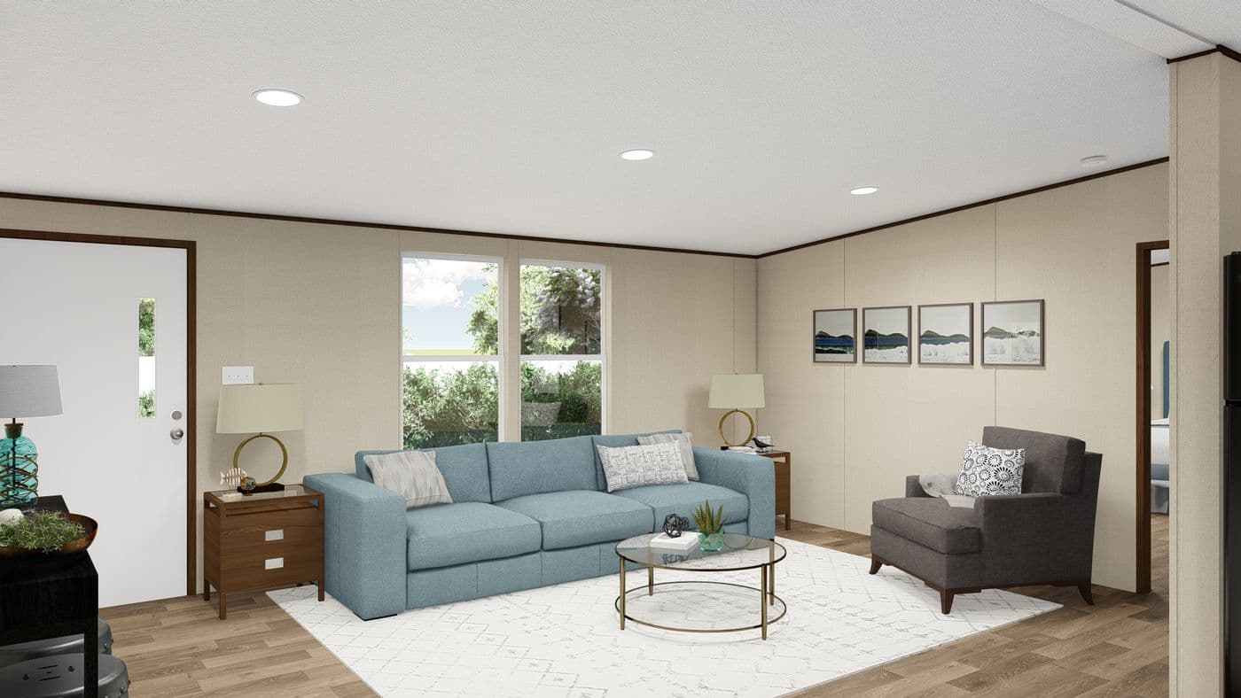The MARVEL Living Room. This Manufactured Mobile Home features 4 bedrooms and 2 baths.