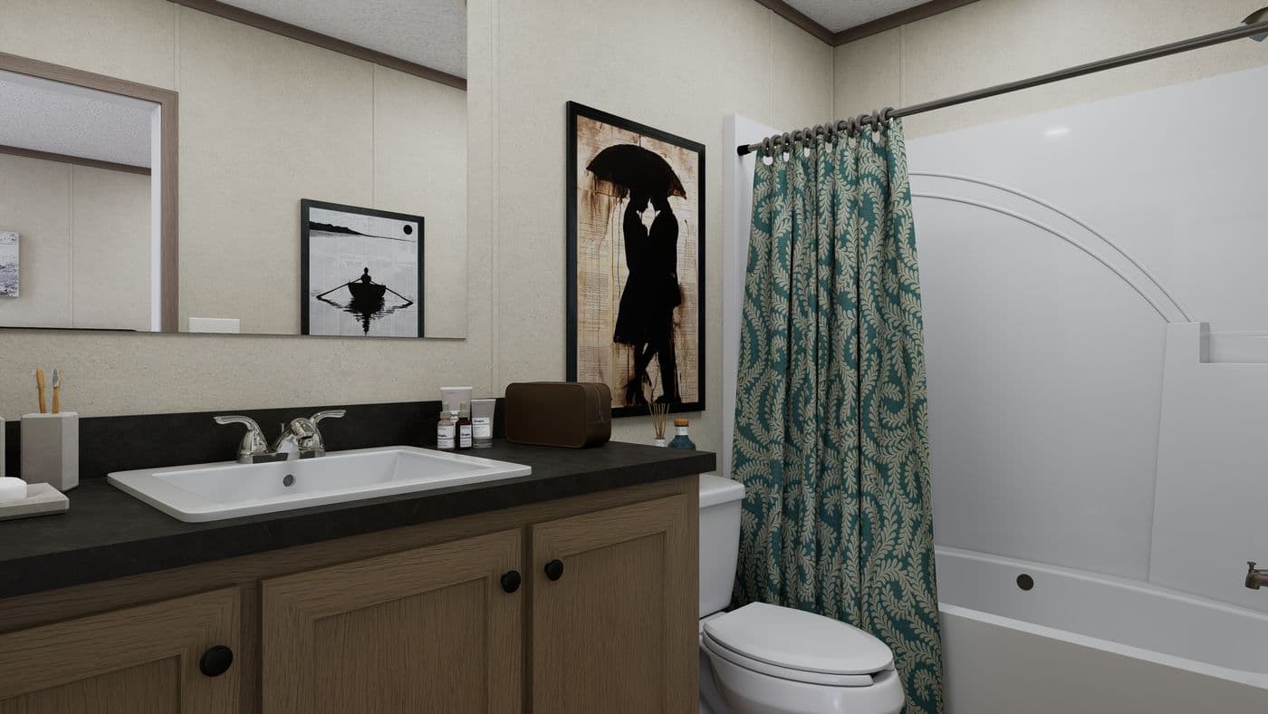 The 6016-CC03 HARBORVIEW 60 Primary Bathroom. This Manufactured Mobile Home features 2 bedrooms and 2 baths.