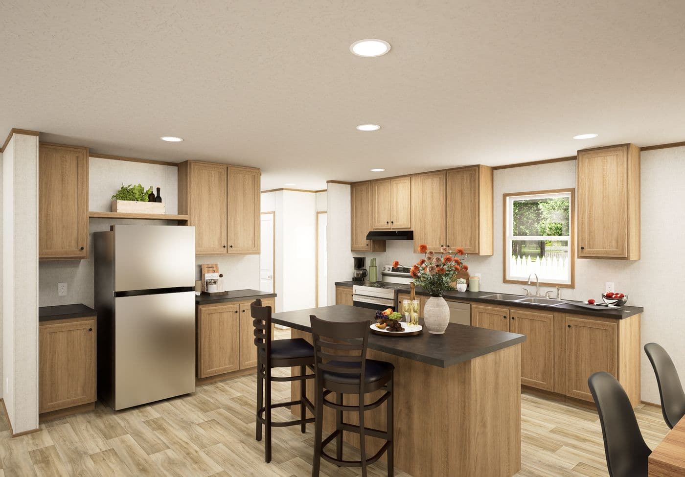 The GROVE Kitchen. This Manufactured Mobile Home features 3 bedrooms and 2 baths.