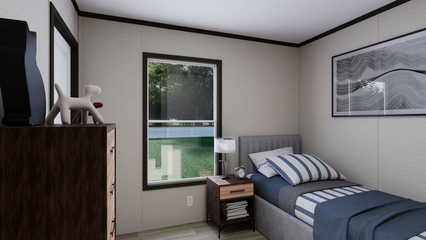 The RALLY Guest Bedroom. This Manufactured Mobile Home features 3 bedrooms and 2 baths.