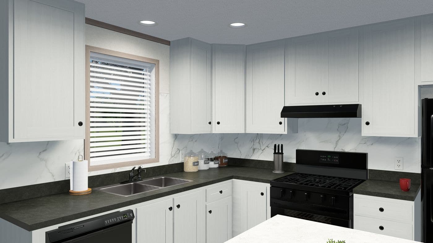 The 6616-4779 THE PULSE Kitchen. This Manufactured Mobile Home features 3 bedrooms and 2 baths.