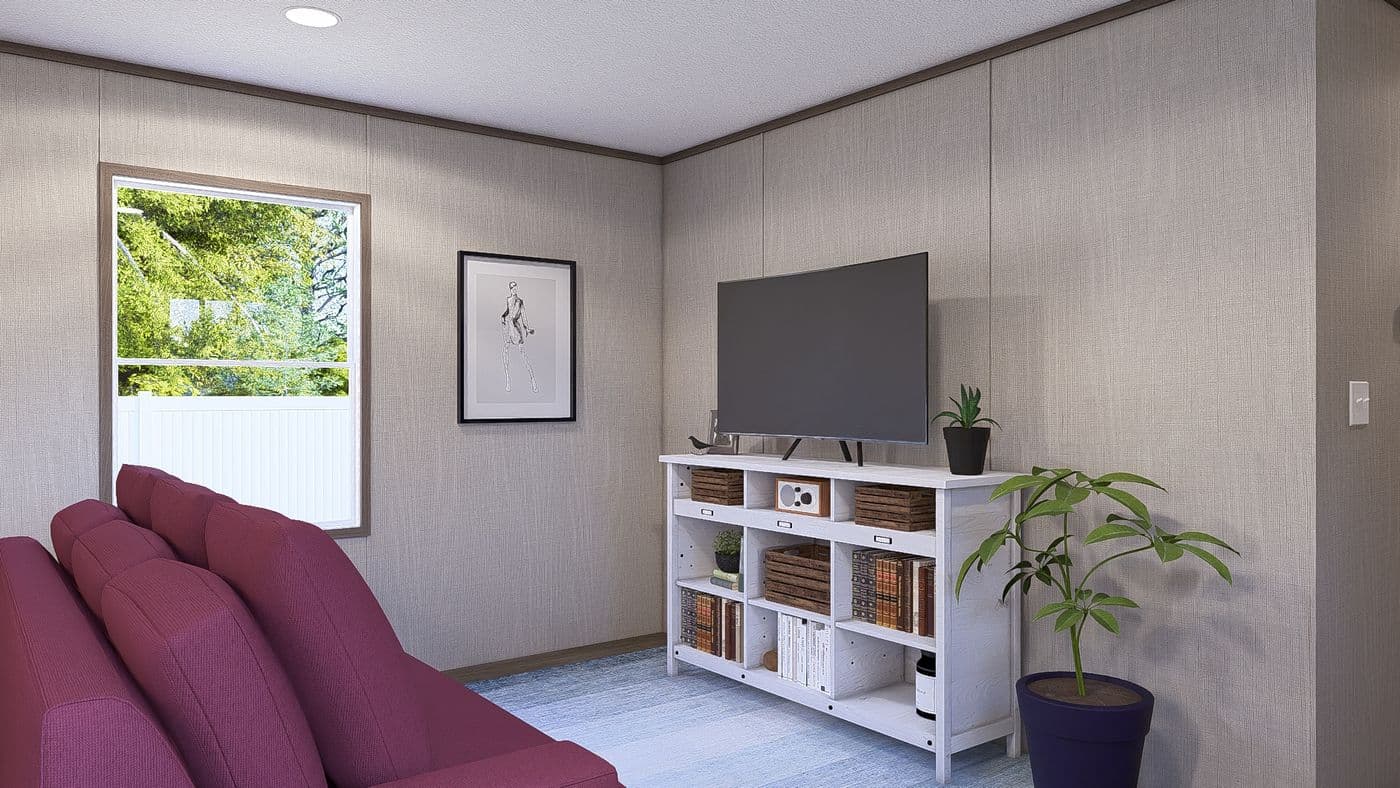 The LEGEND 14X66 Living Room. This Manufactured Mobile Home features 3 bedrooms and 2 baths.