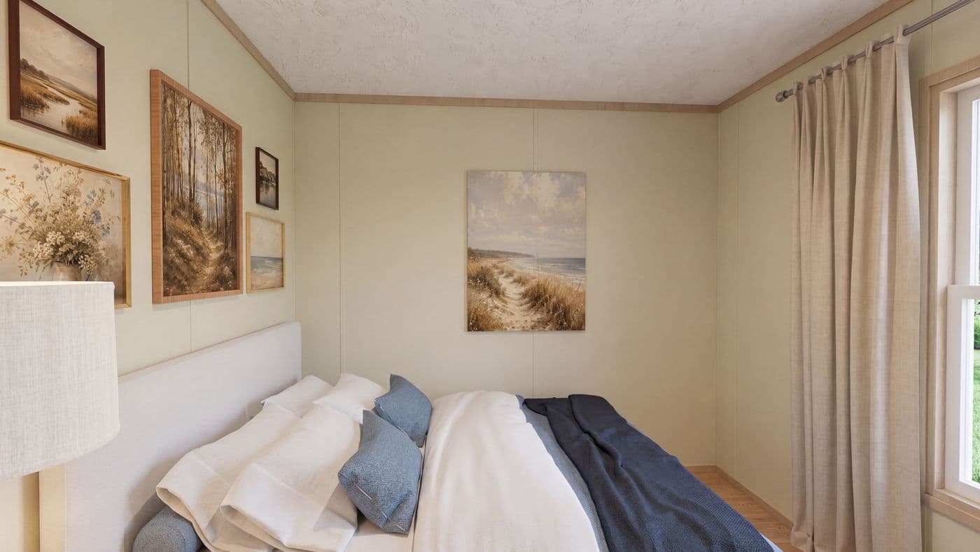 The BOONE Bedroom. This Manufactured Mobile Home features 4 bedrooms and 2 baths.