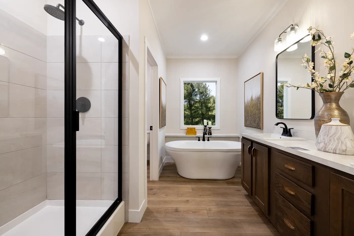 The SAVOR Primary Bathroom. This Manufactured Mobile Home features 3 bedrooms and 2 baths.