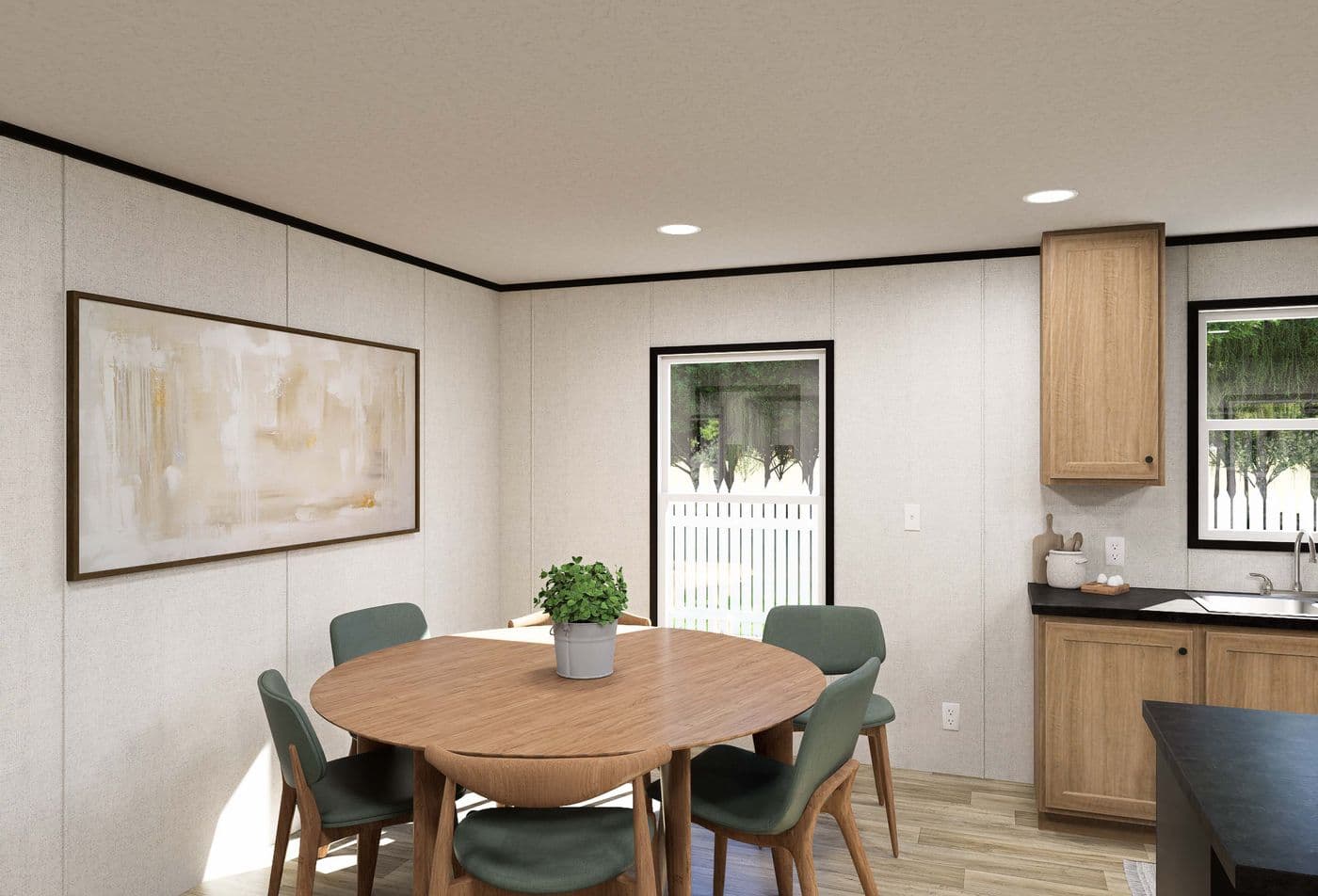 The HORIZON DAWN Dining Area. This Manufactured Mobile Home features 3 bedrooms and 2 baths.