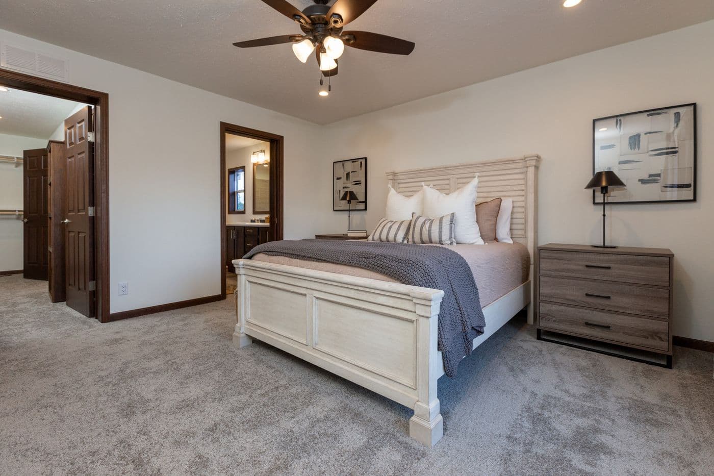 The LEGEND 86 Primary Bedroom. This Manufactured Mobile Home features 3 bedrooms and 2 baths.