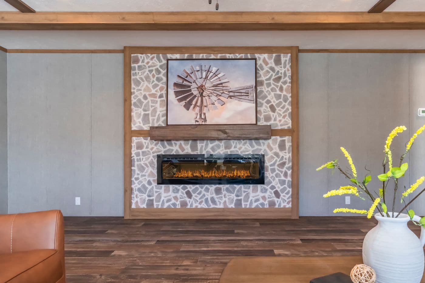 The BLACK DIAMOND Living Room. This Manufactured Mobile Home features 3 bedrooms and 2 baths.