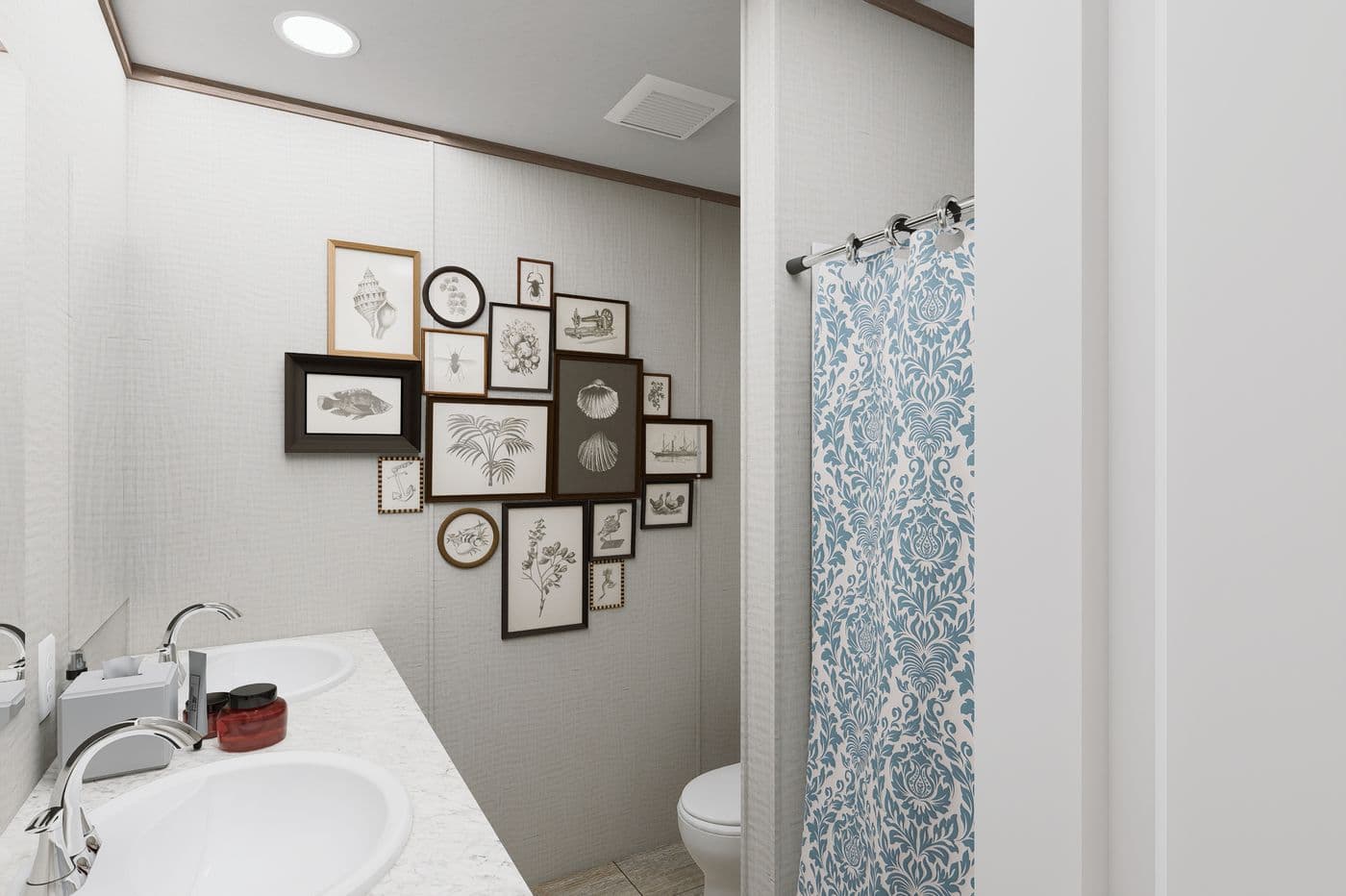 The ULTRA FLEX 76 Guest Bathroom. This Manufactured Mobile Home features 4 bedrooms and 2 baths.