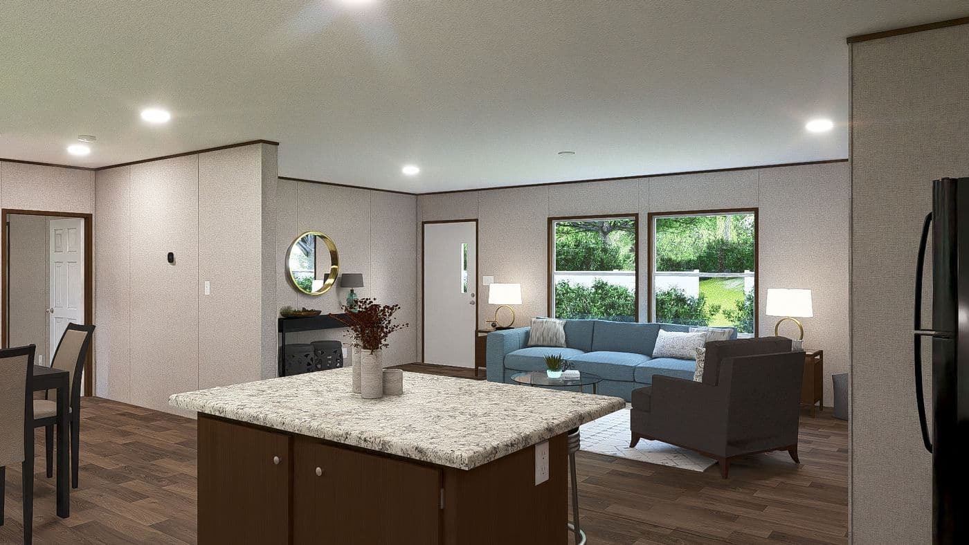 The SPRUCE Kitchen. This Manufactured Mobile Home features 3 bedrooms and 2 baths.