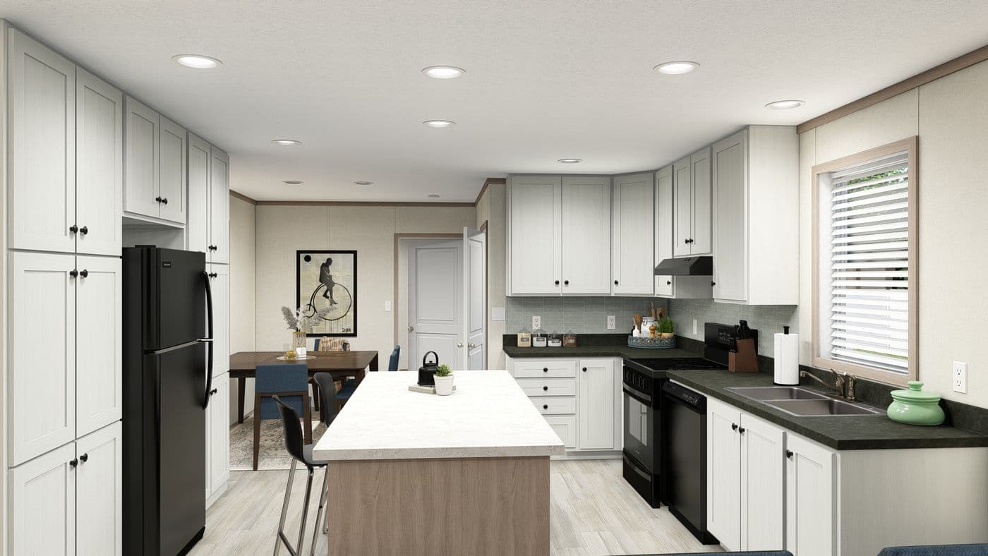 The 7616-4714 THE PULSE Kitchen. This Manufactured Mobile Home features 3 bedrooms and 2 baths.
