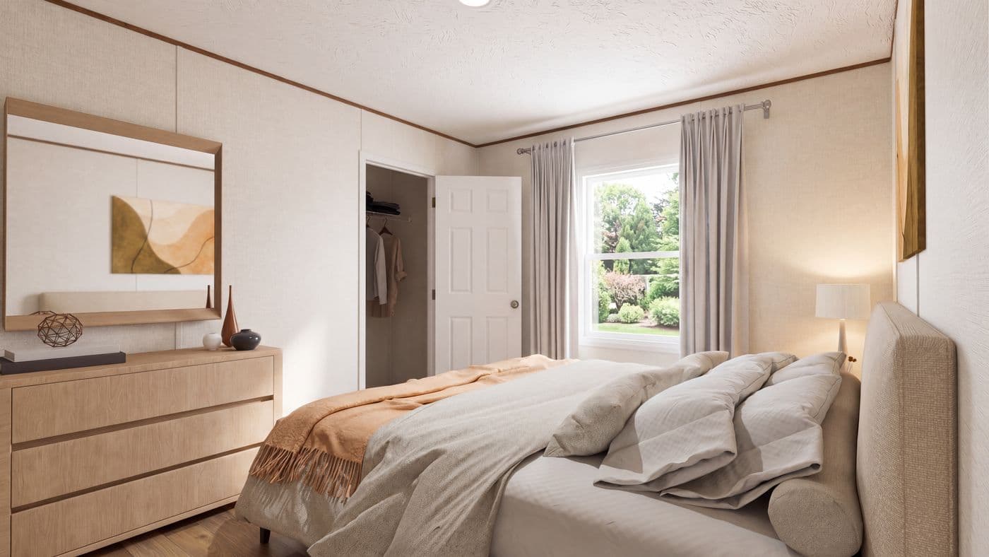 The SYCAMORE Bedroom. This Manufactured Mobile Home features 4 bedrooms and 2 baths.