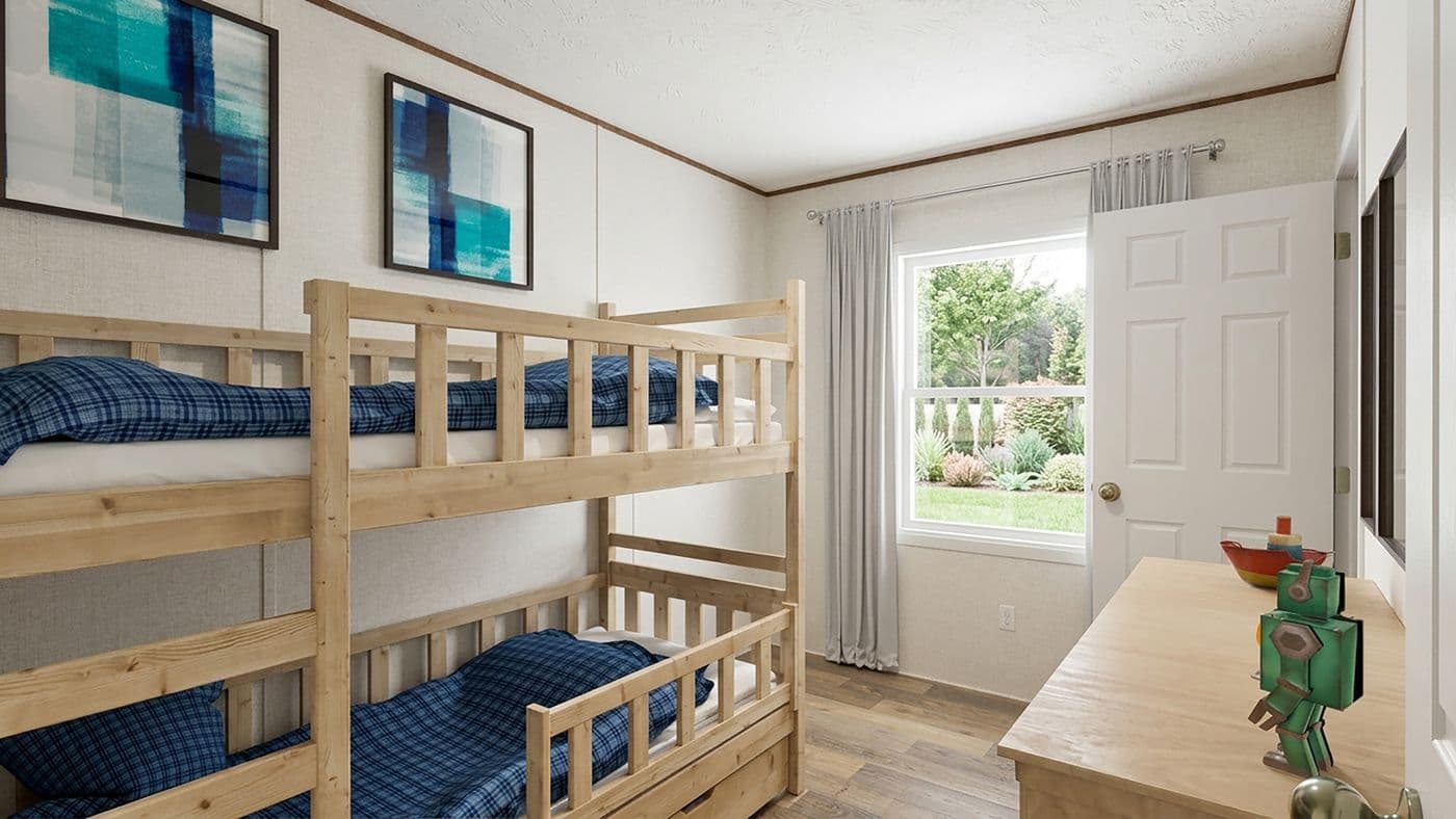 The ASPEN Bedroom. This Manufactured Mobile Home features 3 bedrooms and 2 baths.