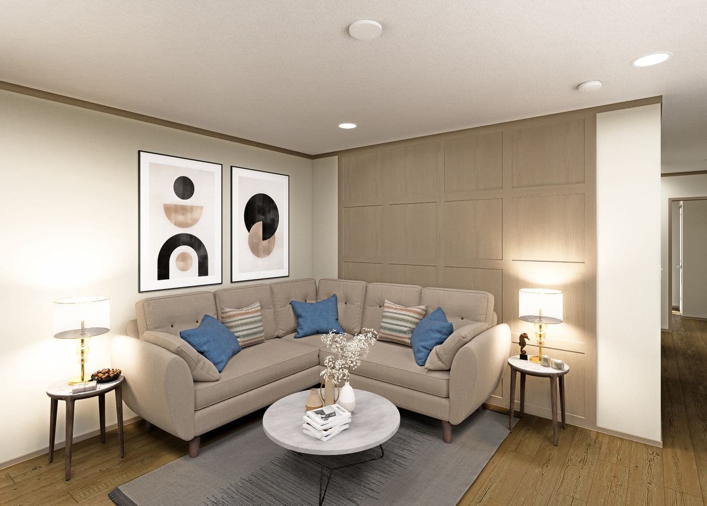 The CLARK Living Room. This Manufactured Mobile Home features 3 bedrooms and 2 baths.