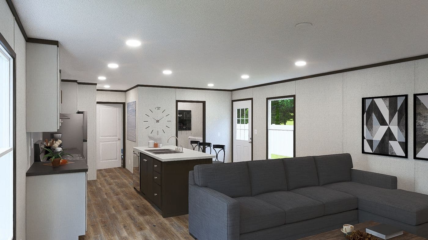 The COLOSSAL Living Room. This Manufactured Mobile Home features 3 bedrooms and 2 baths.