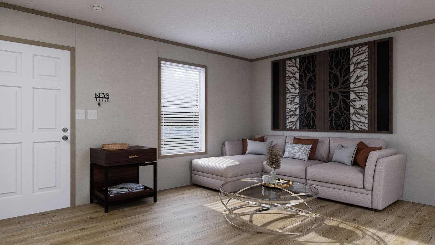 The 7216-CC03 HARBORVIEW 72 Living Room. This Manufactured Mobile Home features 3 bedrooms and 2 baths.