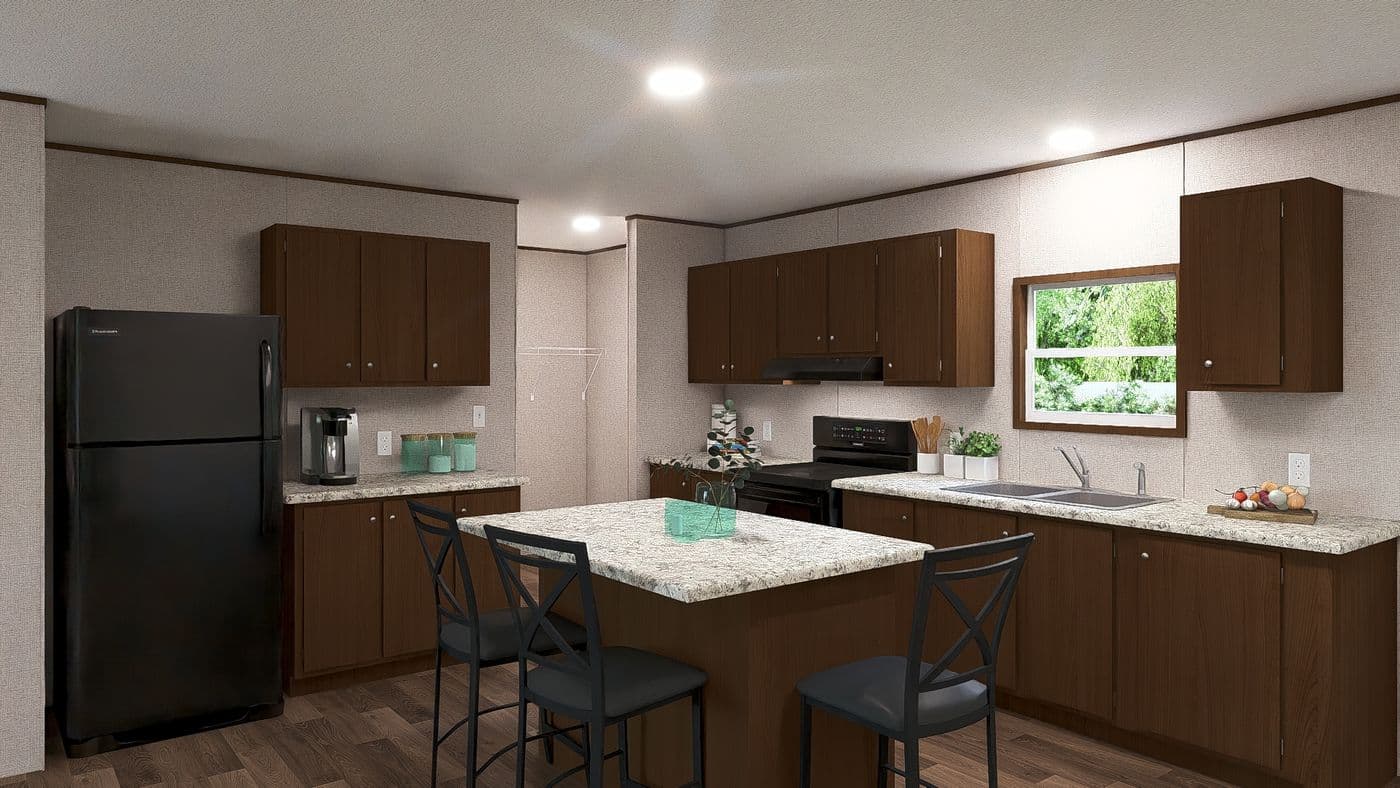 The OAK Kitchen. This Manufactured Mobile Home features 4 bedrooms and 2 baths.