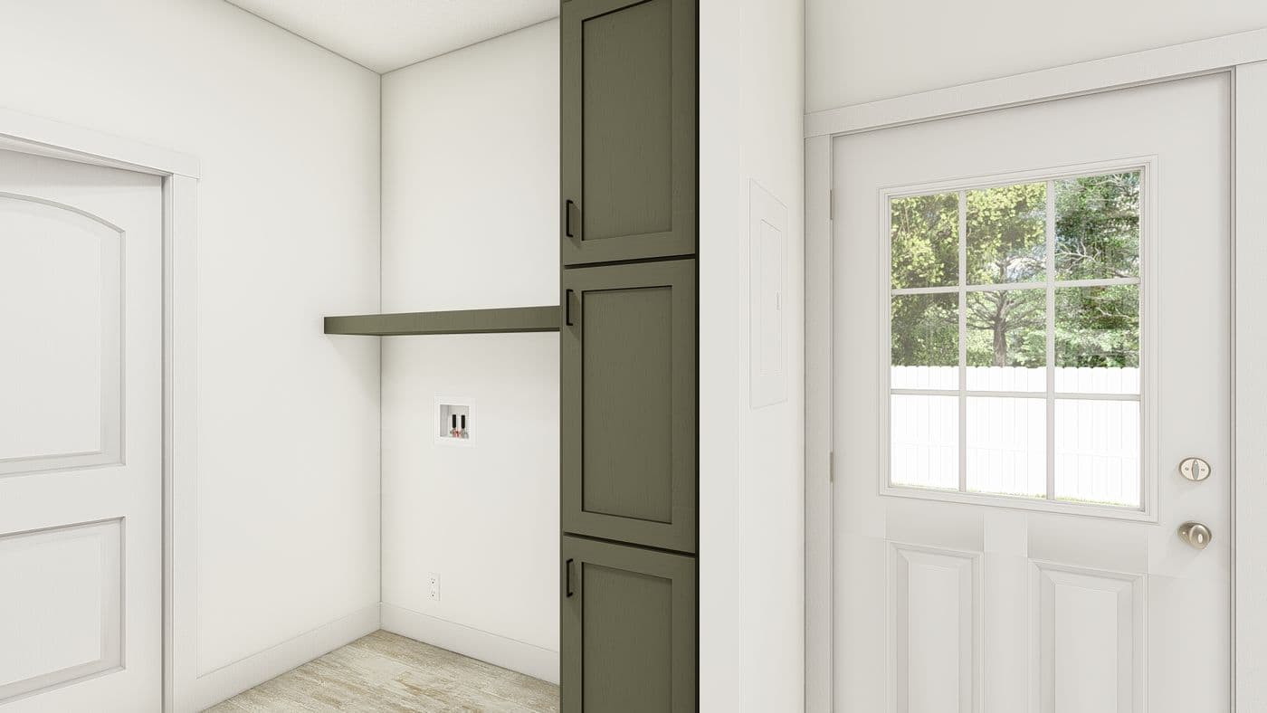 The HRR-1656-2A               CURE Utility Room. This Manufactured Mobile Home features 2 bedrooms and 2 baths.