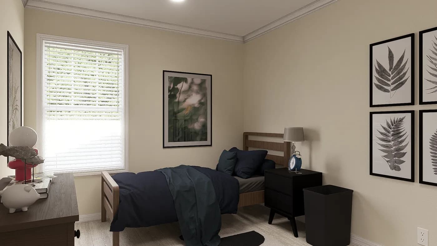 The 5407 HIGH ROCK 7616 Bedroom. This Manufactured Mobile Home features 3 bedrooms and 2 baths.