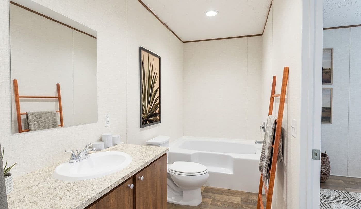 The ASPEN Primary Bathroom. This Manufactured Mobile Home features 3 bedrooms and 2 baths.