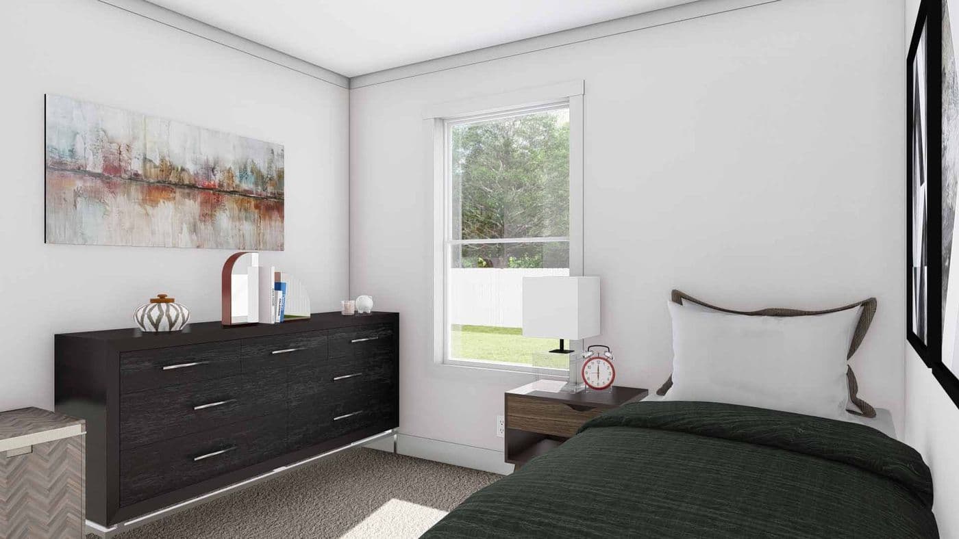The RISING SUN Guest Bedroom. This Manufactured Mobile Home features 2 bedrooms and 2 baths.