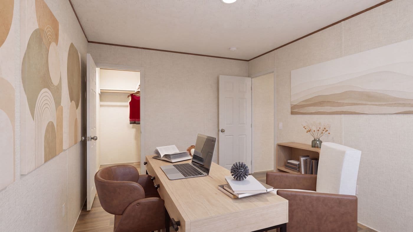 The SPRUCE Bedroom. This Manufactured Mobile Home features 3 bedrooms and 2 baths.