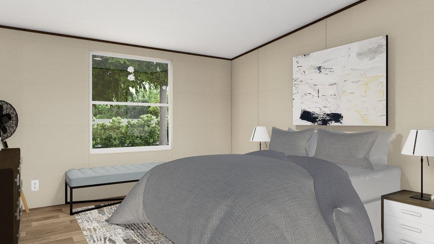 The TRIUMPH Bedroom. This Manufactured Mobile Home features 5 bedrooms and 3 baths.