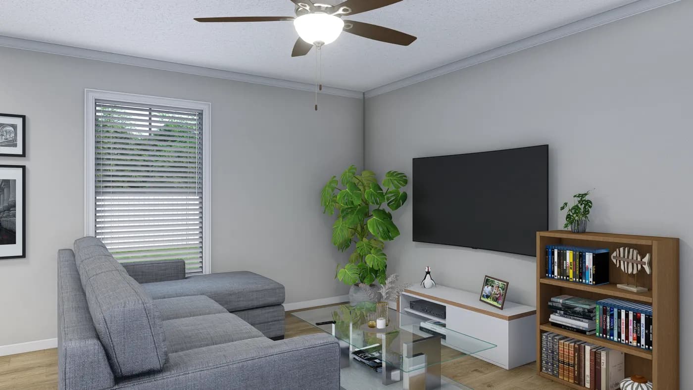 The THE WAVERLY Living Room. This Manufactured Mobile Home features 3 bedrooms and 2 baths.