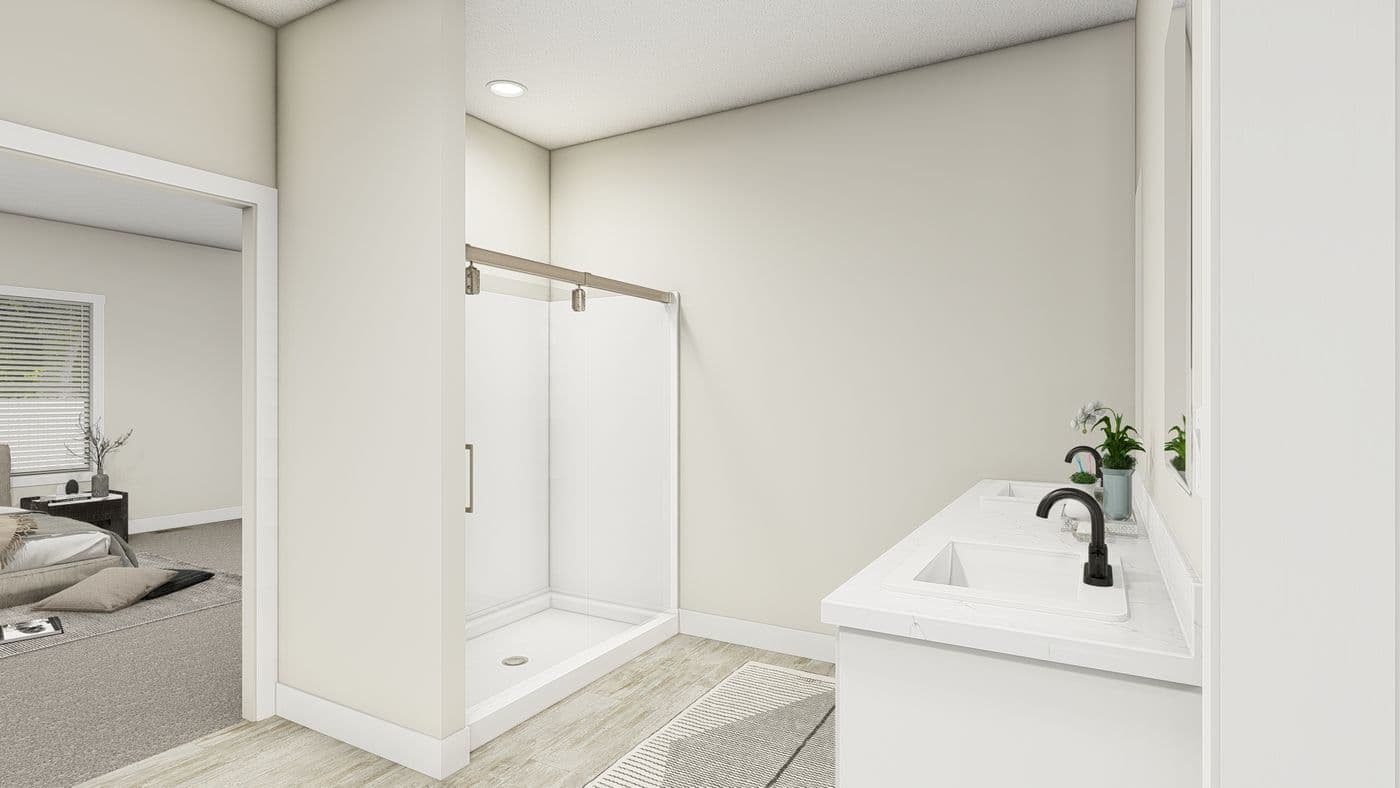 The HIP-4266-4B SUBLIME Primary Bathroom. This Manufactured Mobile Home features 4 bedrooms and 2.5 baths.