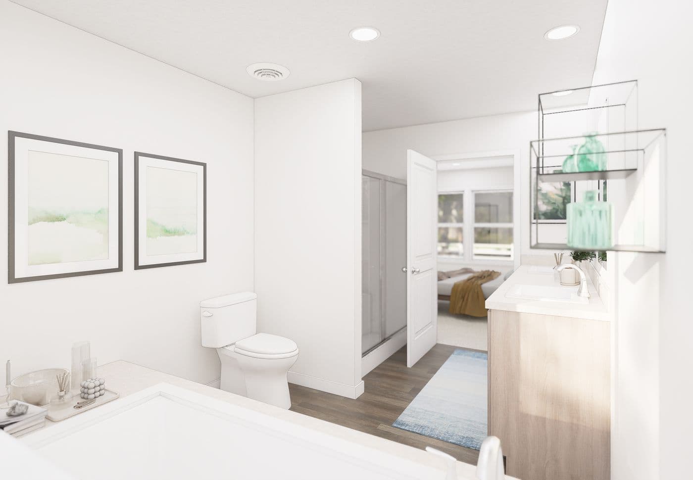 The 5017 IMAGINE Primary Bathroom. This Manufactured Mobile Home features 3 bedrooms and 2 baths.