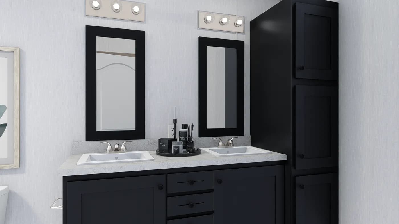 The 5616-4779 THE PULSE Primary Bathroom. This Manufactured Mobile Home features 2 bedrooms and 2 baths.