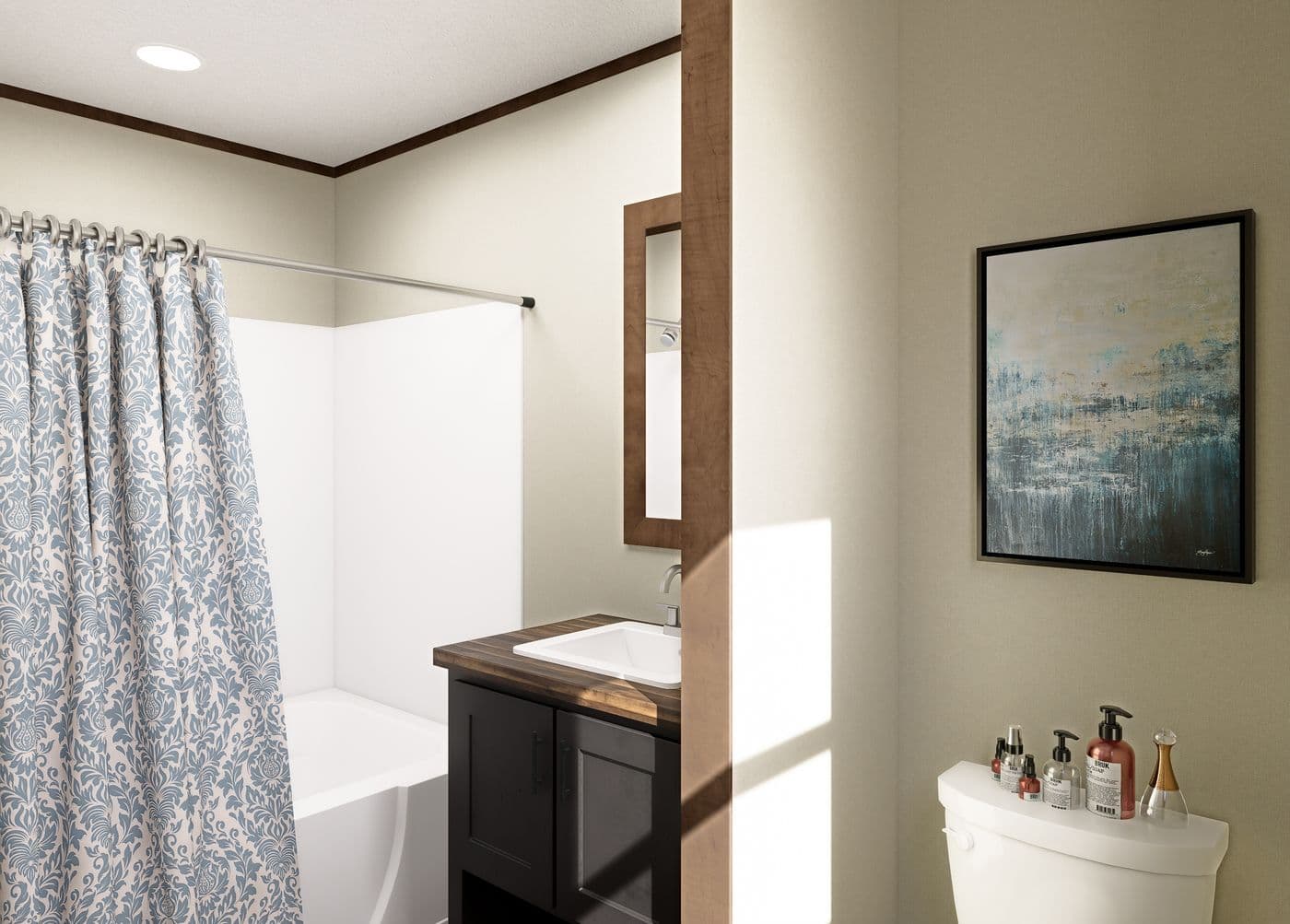 The MAGELLAN Primary Bathroom. This Manufactured Mobile Home features 3 bedrooms and 2 baths.