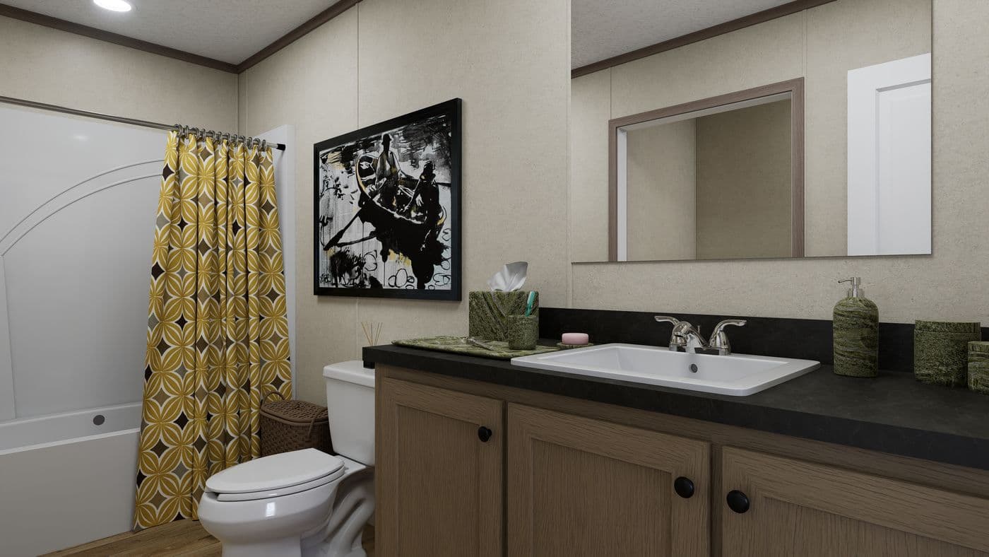 The 5228-CC51 PILLAR 52 Primary Bathroom. This Manufactured Mobile Home features 3 bedrooms and 2 baths.