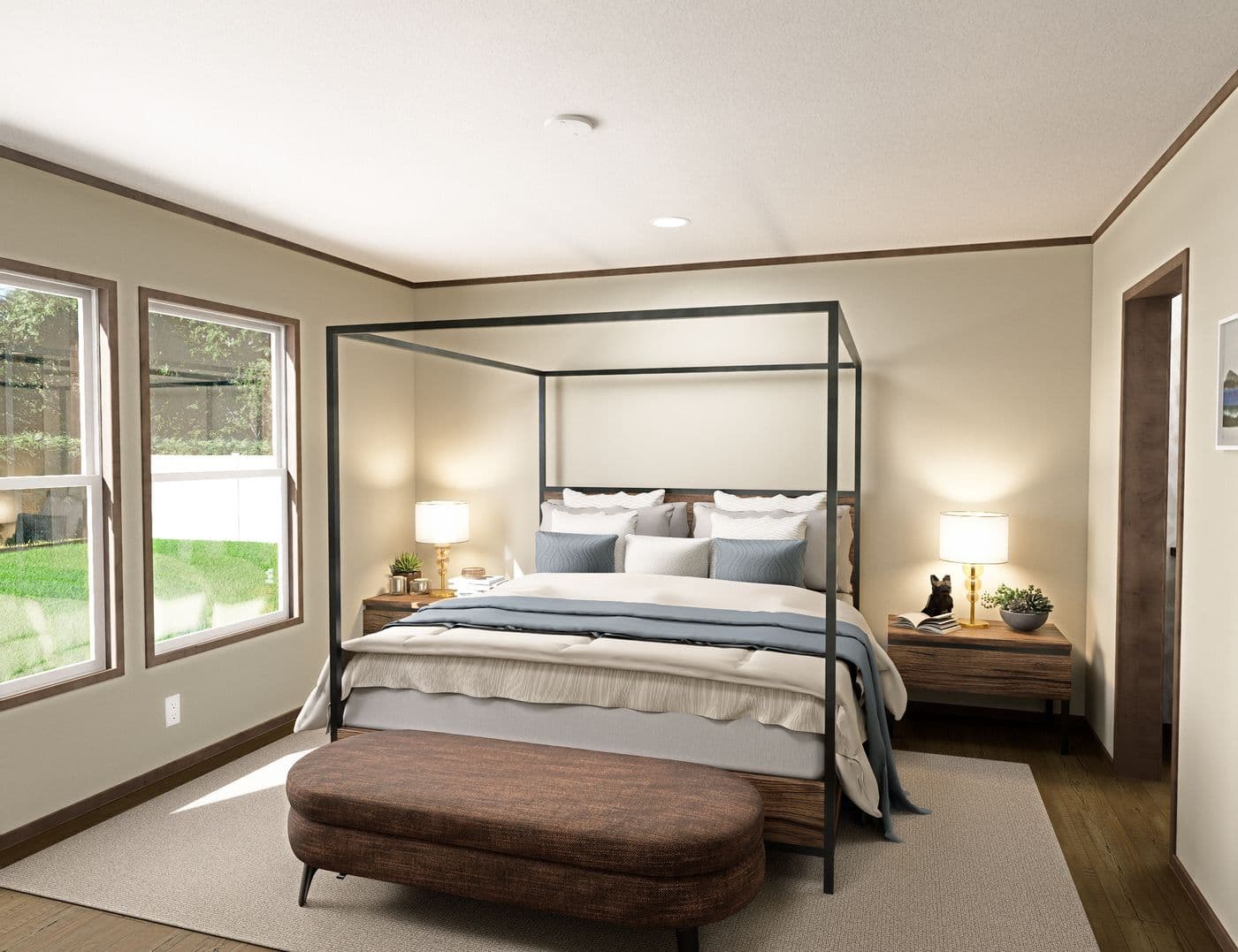 The FIJI Primary Bedroom. This Manufactured Mobile Home features 3 bedrooms and 2 baths.