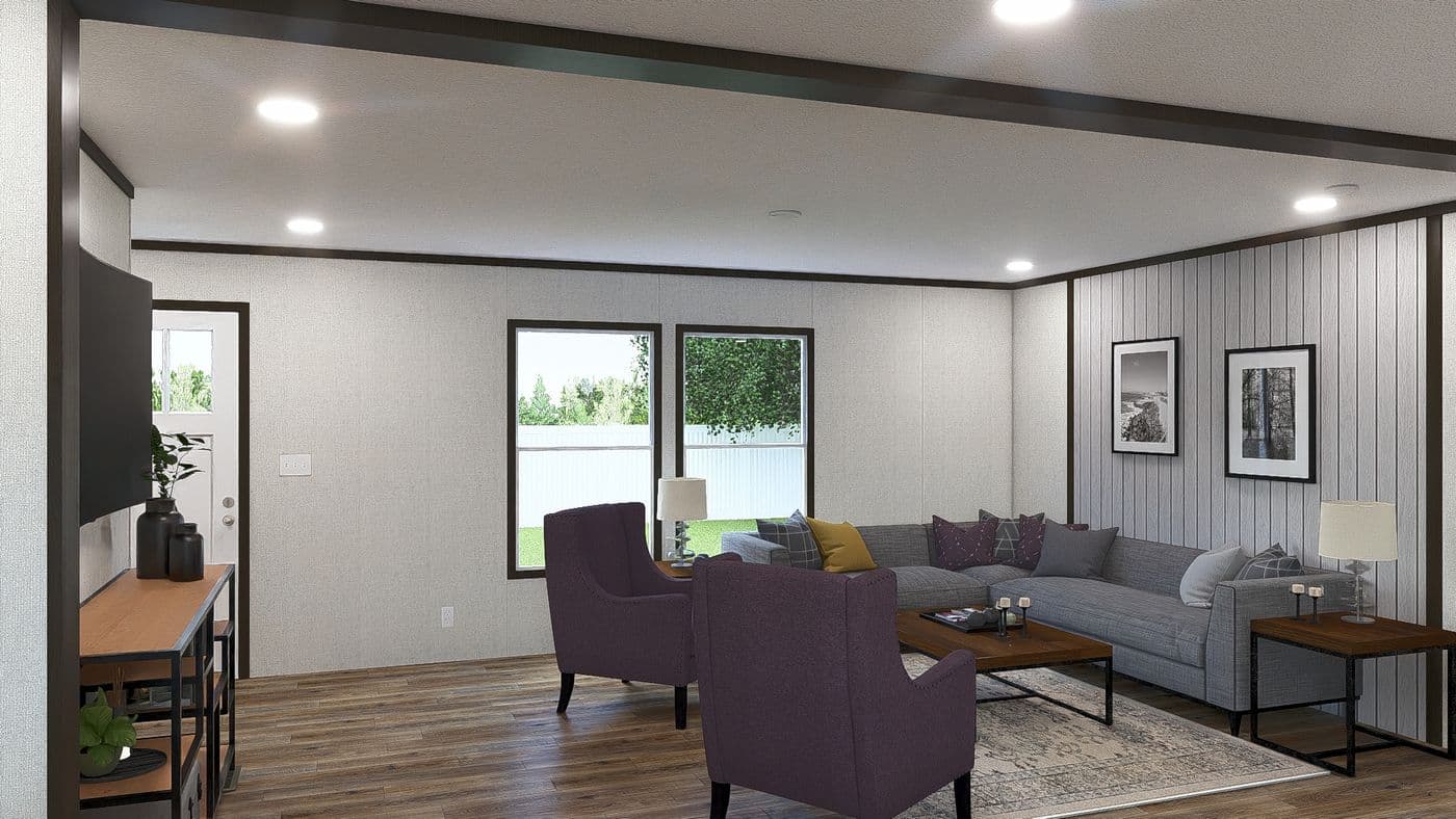 The AMBITION Living Room. This Manufactured Mobile Home features 4 bedrooms and 2 baths.